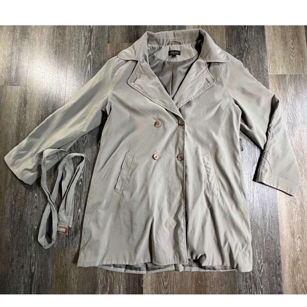 Brooks Brothers Trench Coat Womens XL Khaki Double Breasted Belted Outerwear